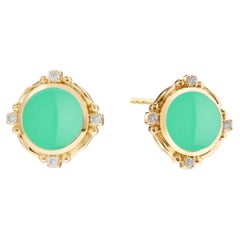 Syna Yellow Gold Chrysoprase Mogul Earrings with Diamonds