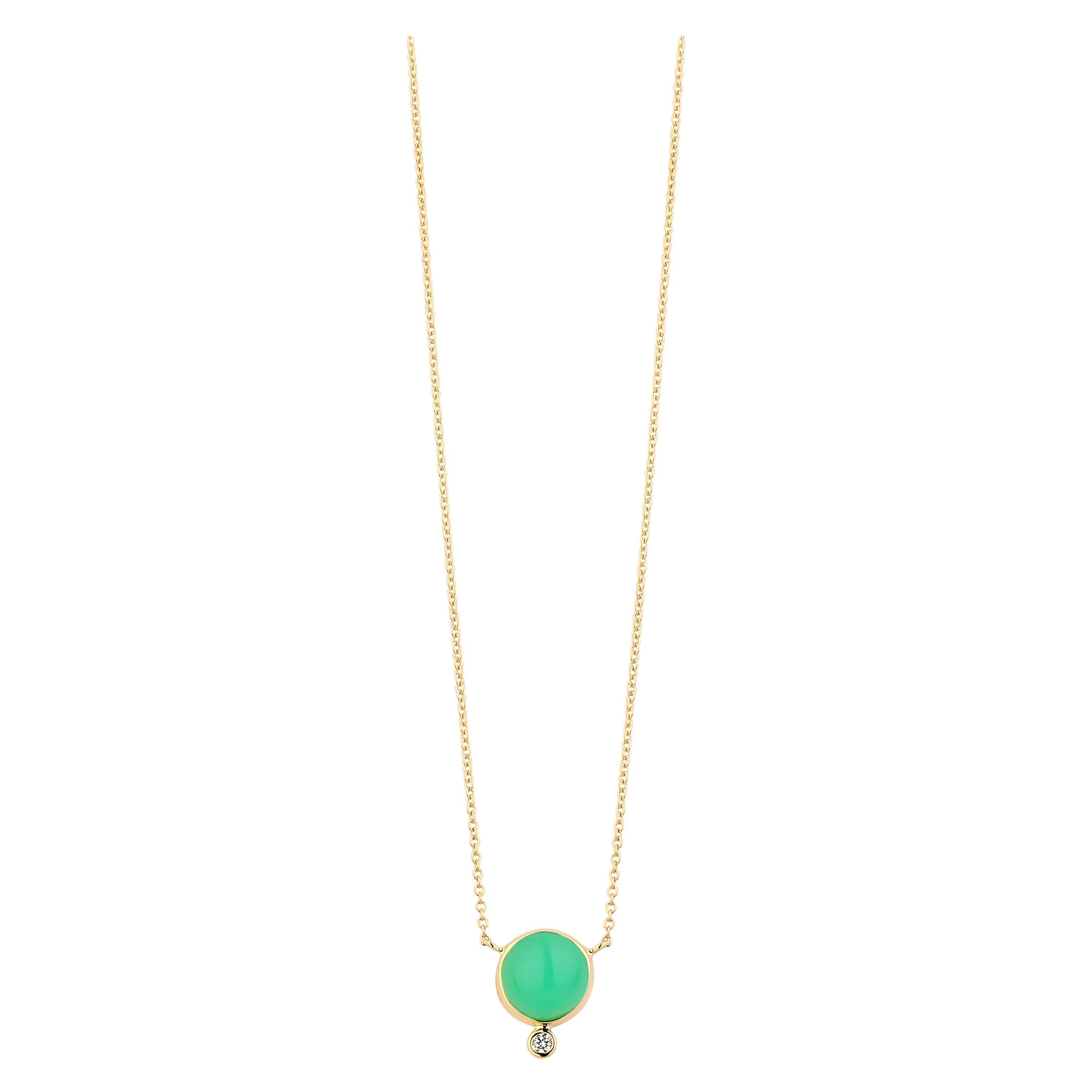 Collar de Crisoprasa de Oro Amarillo Syna con Diamante