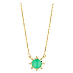 Collier de chrysoprase Syna en or jaune avec diamants