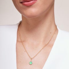Syna Yellow Gold Chrysoprase Pendant with Diamonds