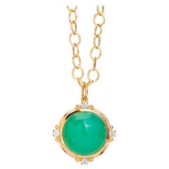 Colgante de Crisoprasa de Oro Amarillo Syna con Diamantes