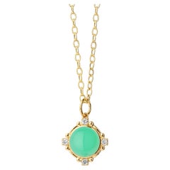 Syna Yellow Gold Chrysoprase Pendant with Diamonds