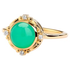 Syna Yellow Gold Chrysoprase Ring with Diamonds