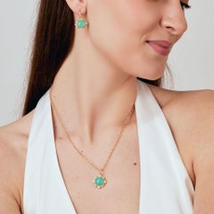 Syna Yellow Gold Chrysoprase Sugarloaf Pendant with Diamonds