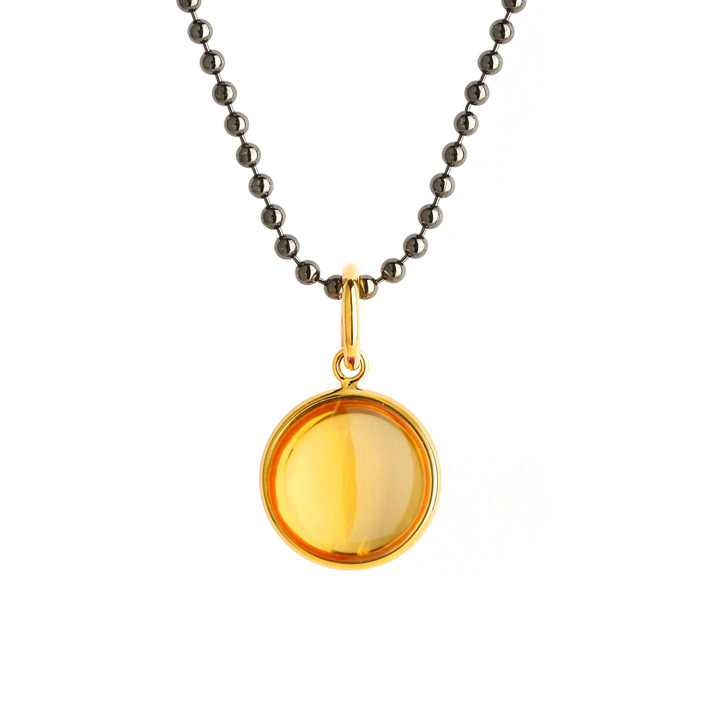 Contemporary Syna Yellow Gold Citrine Chakra Charm Pendant For Sale