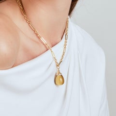 Syna Yellow Gold Citrine Drop Pendant with Diamonds