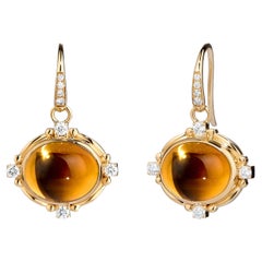 Syna Yellow Gold Citrine Earrings with Diamonds