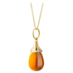 Syna Yellow Gold Citrine Mini Drop Necklace with Diamonds