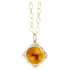 Syna Yellow Gold Citrine Pendant with Diamonds