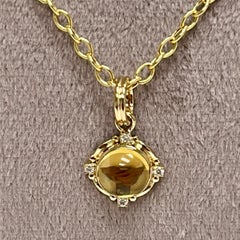 Syna Yellow Gold Citrine Pendant with Diamonds