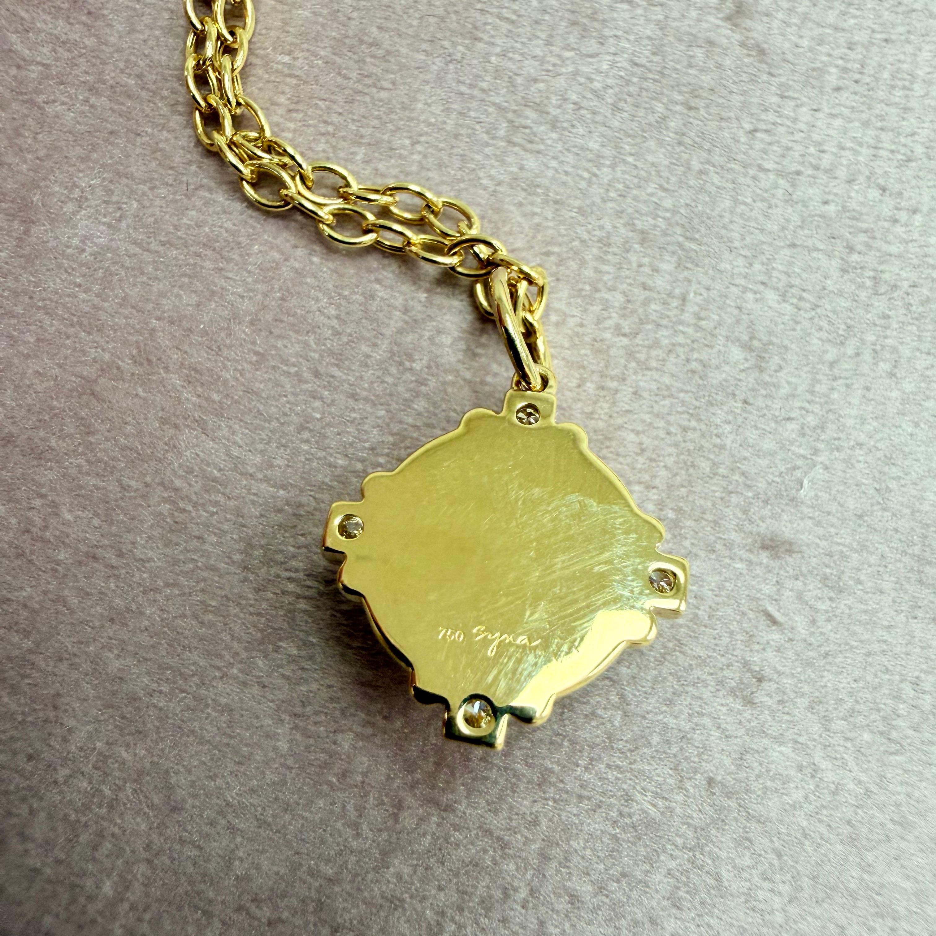 Taille ronde Pendentif Syna en or jaune et citrine avec diamants en vente