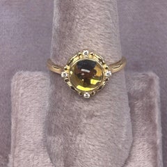Syna Yellow Gold Citrine Ring with Diamonds