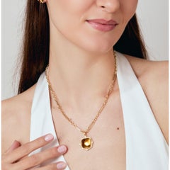 Syna Yellow Gold Citrine Sugarloaf Pendant with Diamonds