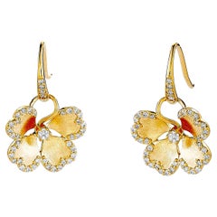 Syna Boucles d'oreilles trèfle en or jaune avec diamants