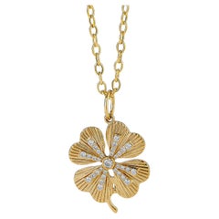 Syna Yellow Gold Clover Pendant with Diamonds