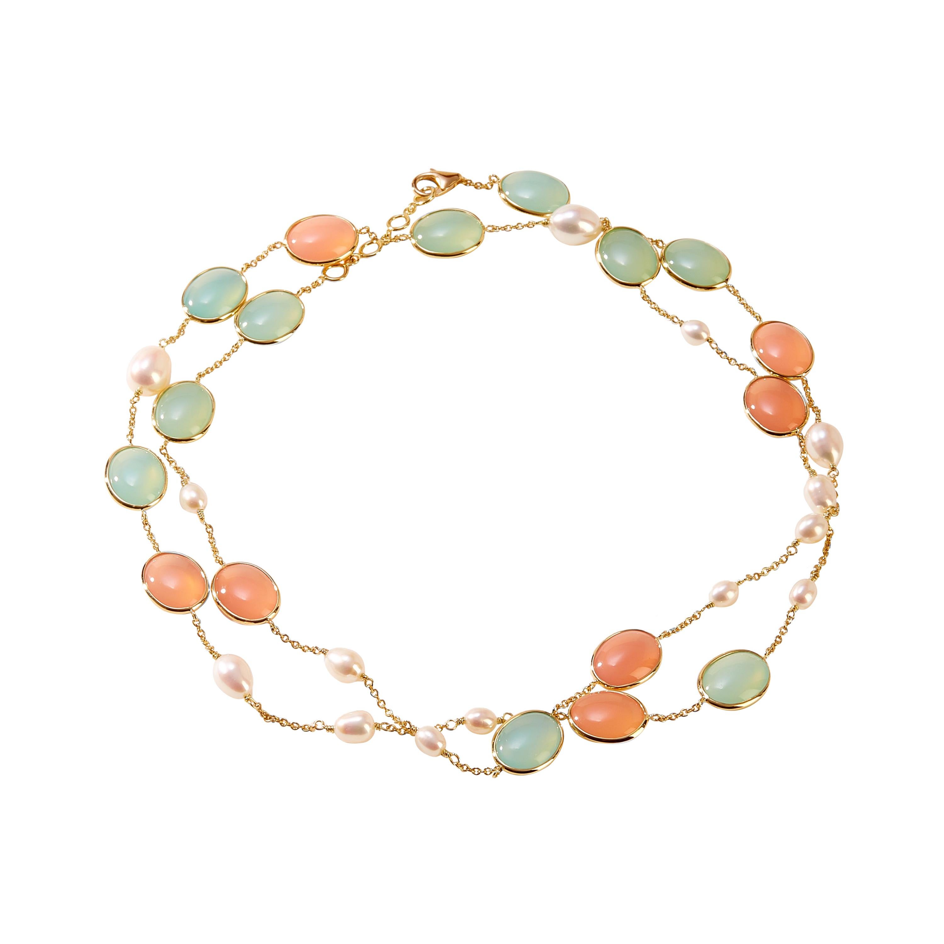 Syna Yellow Gold Cobblestone and Pearl Necklace