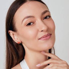 Syna Yellow Gold Coral Earrings with Diamonds