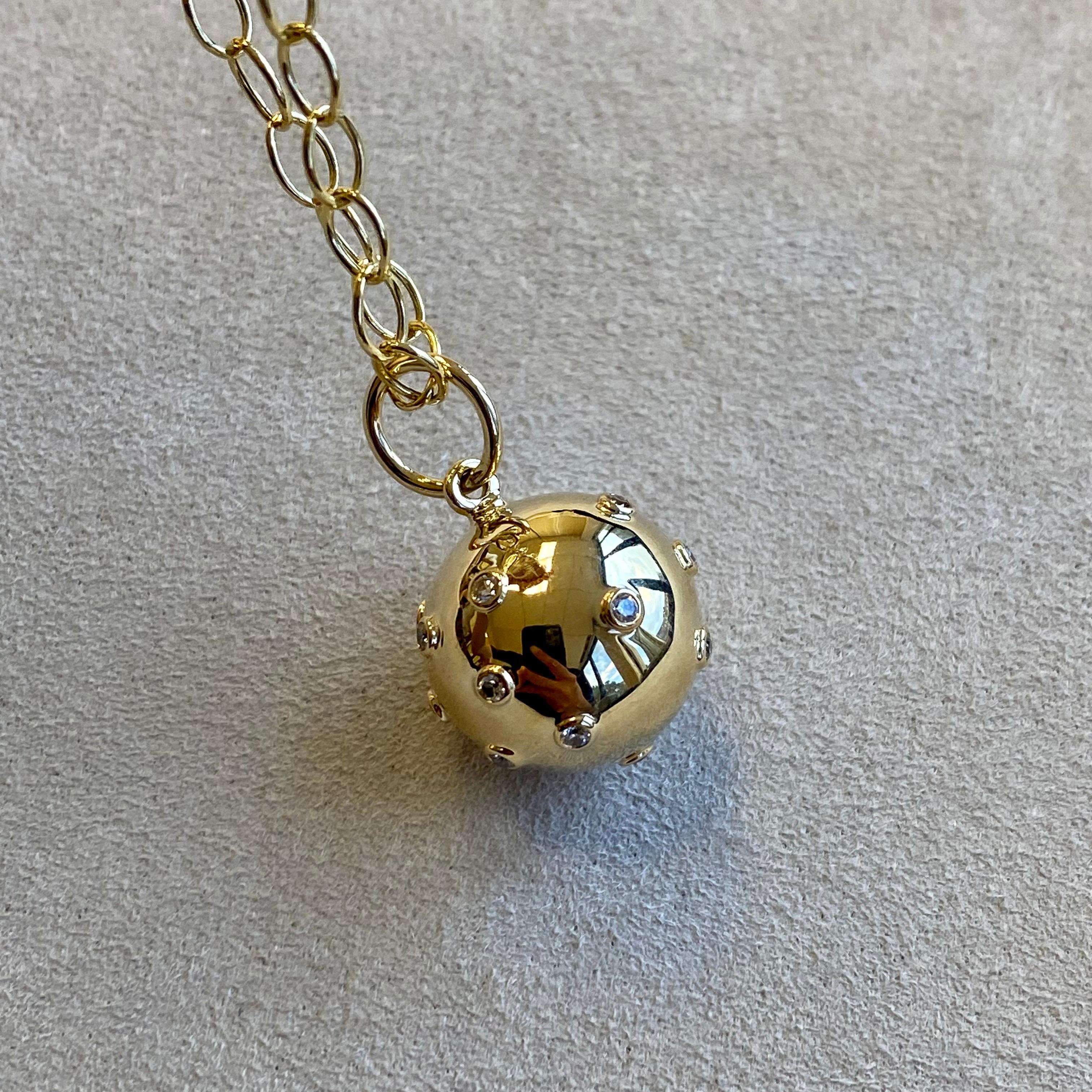 Contemporary Syna Yellow Gold Cosmic Ball Pendant with Diamonds For Sale
