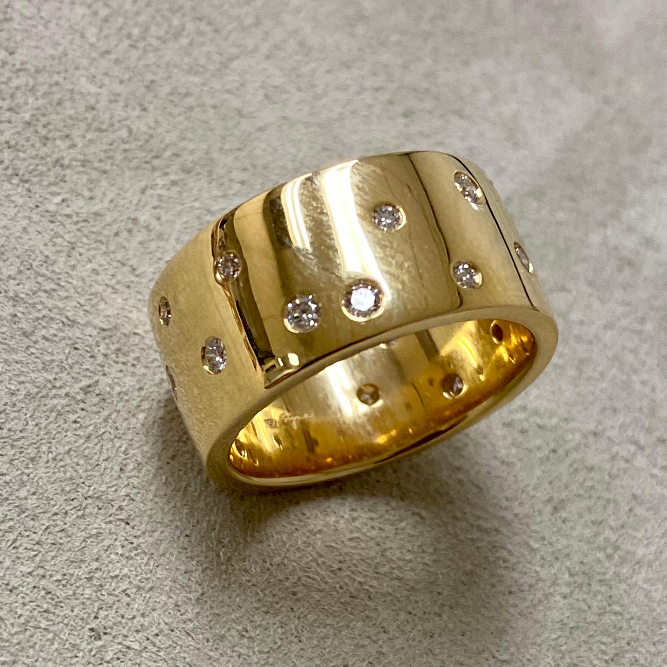 Contemporary Syna Yellow Gold Cosmic Band with Diamonds For Sale