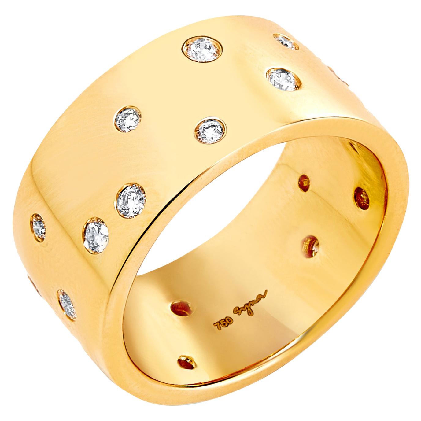 Syna Yellow Gold Cosmic Band with Diamonds For Sale