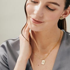 Syna Yellow Gold Cosmic Book Pendant with Diamonds