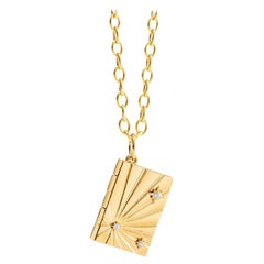 Syna Yellow Gold Cosmic Book Pendant with Diamonds