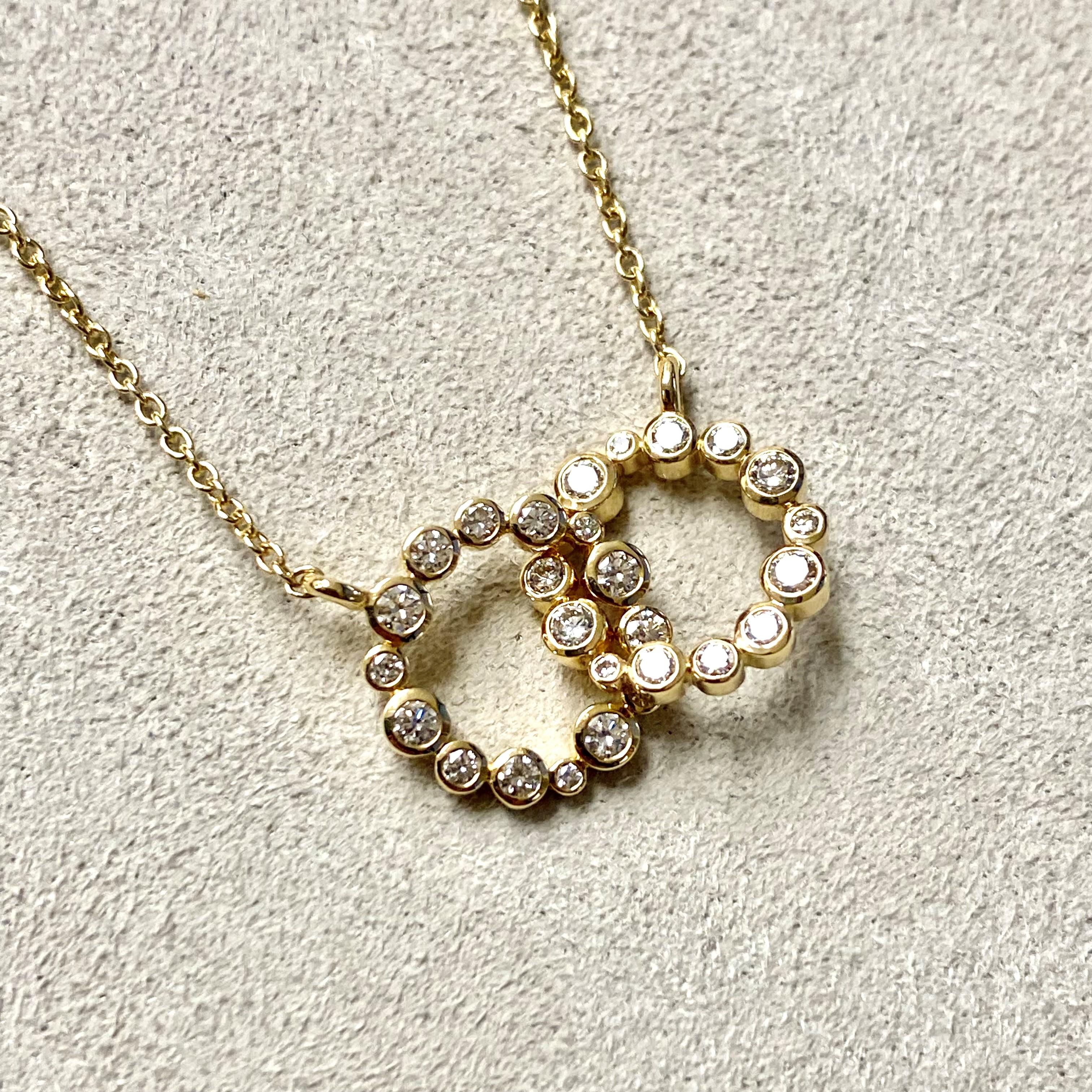 Contemporary Syna Yellow Gold Cosmic Circle Necklace with Champagne Diamonds