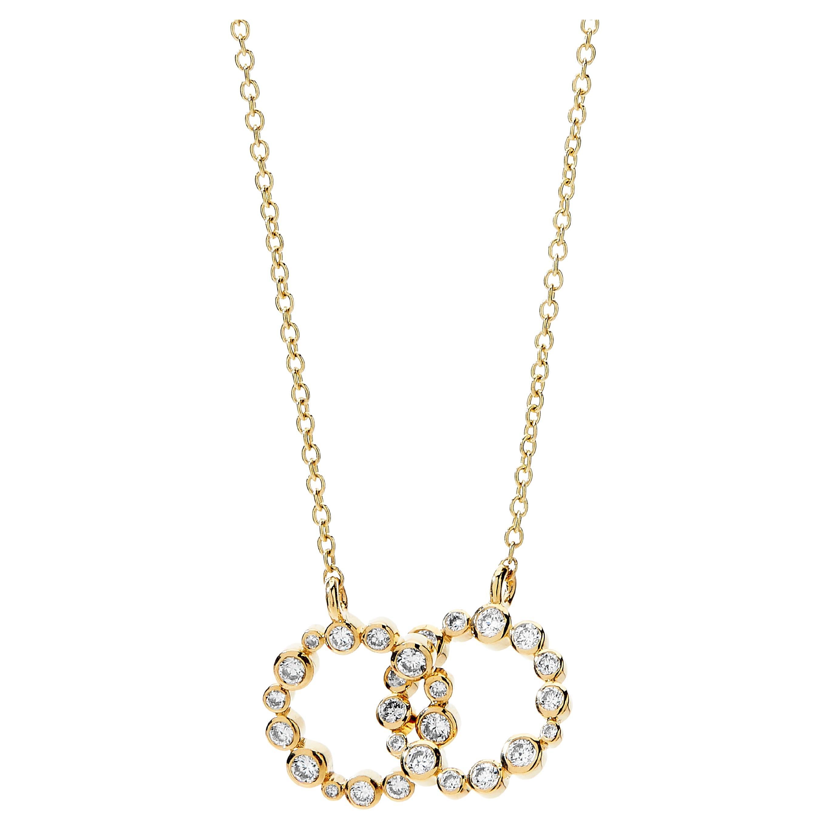 Syna Yellow Gold Cosmic Circle Necklace with Champagne Diamonds