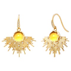 Syna Yellow Gold Cosmic Citrine Earrings with Diamonds