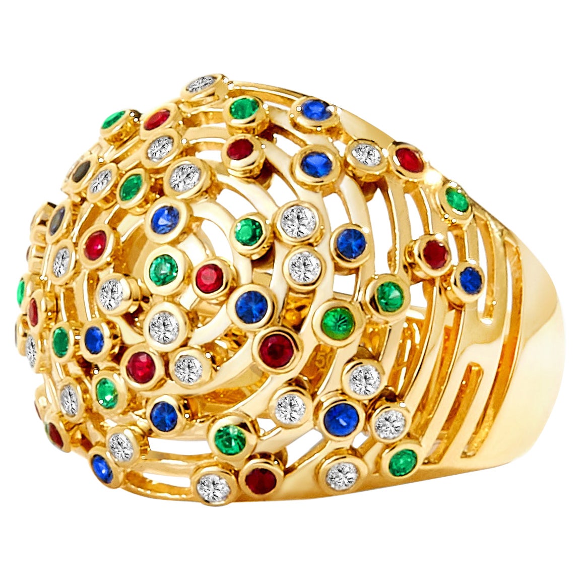 Syna Cosmic Kuppelring aus Gelbgold mit Champagner-Diamanten