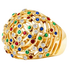 Syna Cosmic Kuppelring aus Gelbgold mit Champagner-Diamanten