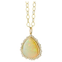 Syna Yellow Gold Cosmic Ethiopian Opal Pendant with Champagne Diamonds