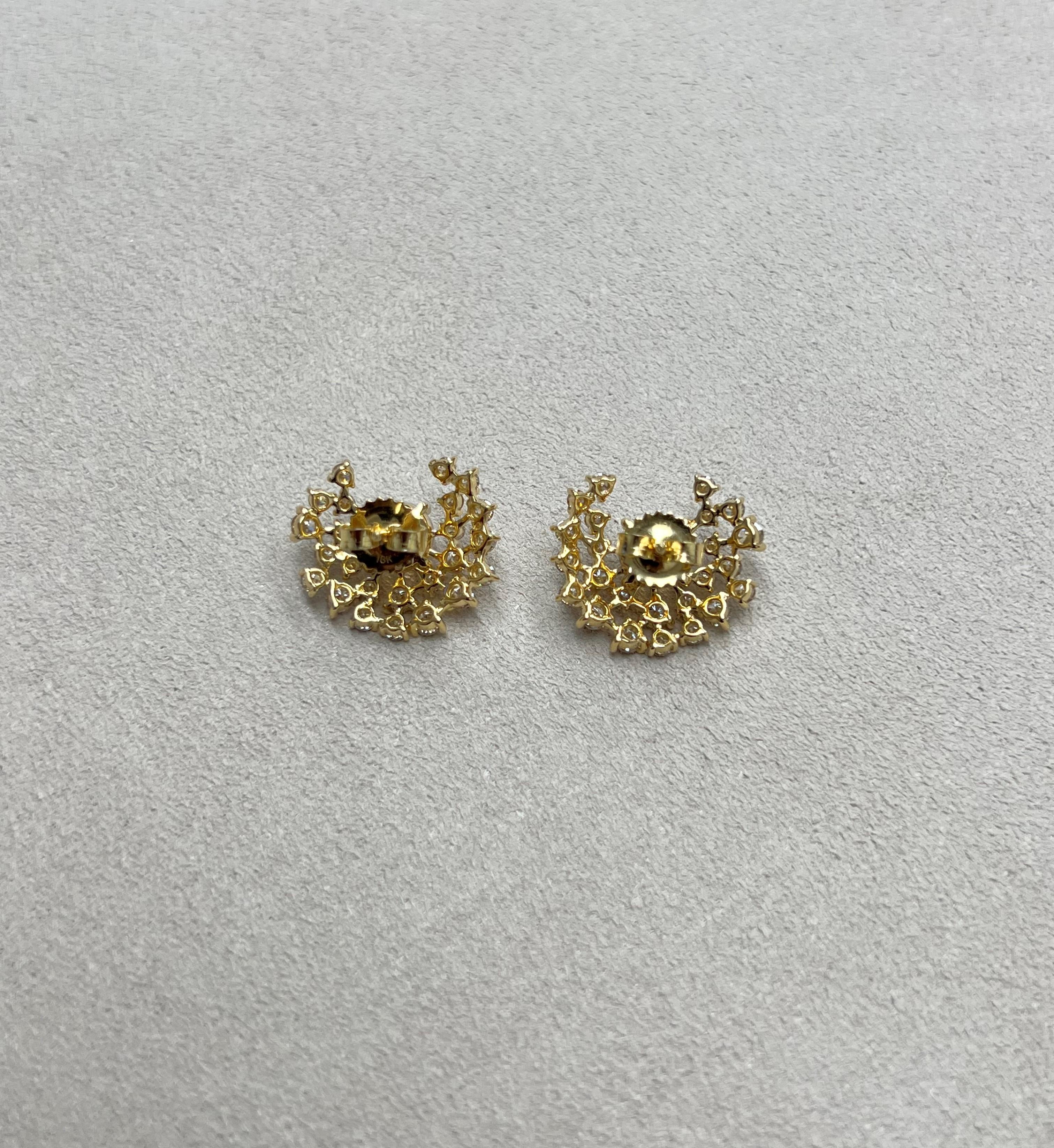 Contemporary Syna Yellow Gold Cosmic Moon Quartz Earrings with Diamonds For Sale