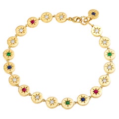 Syna Yellow Gold Cosmic Multi Gem Bracelet with Diamonds