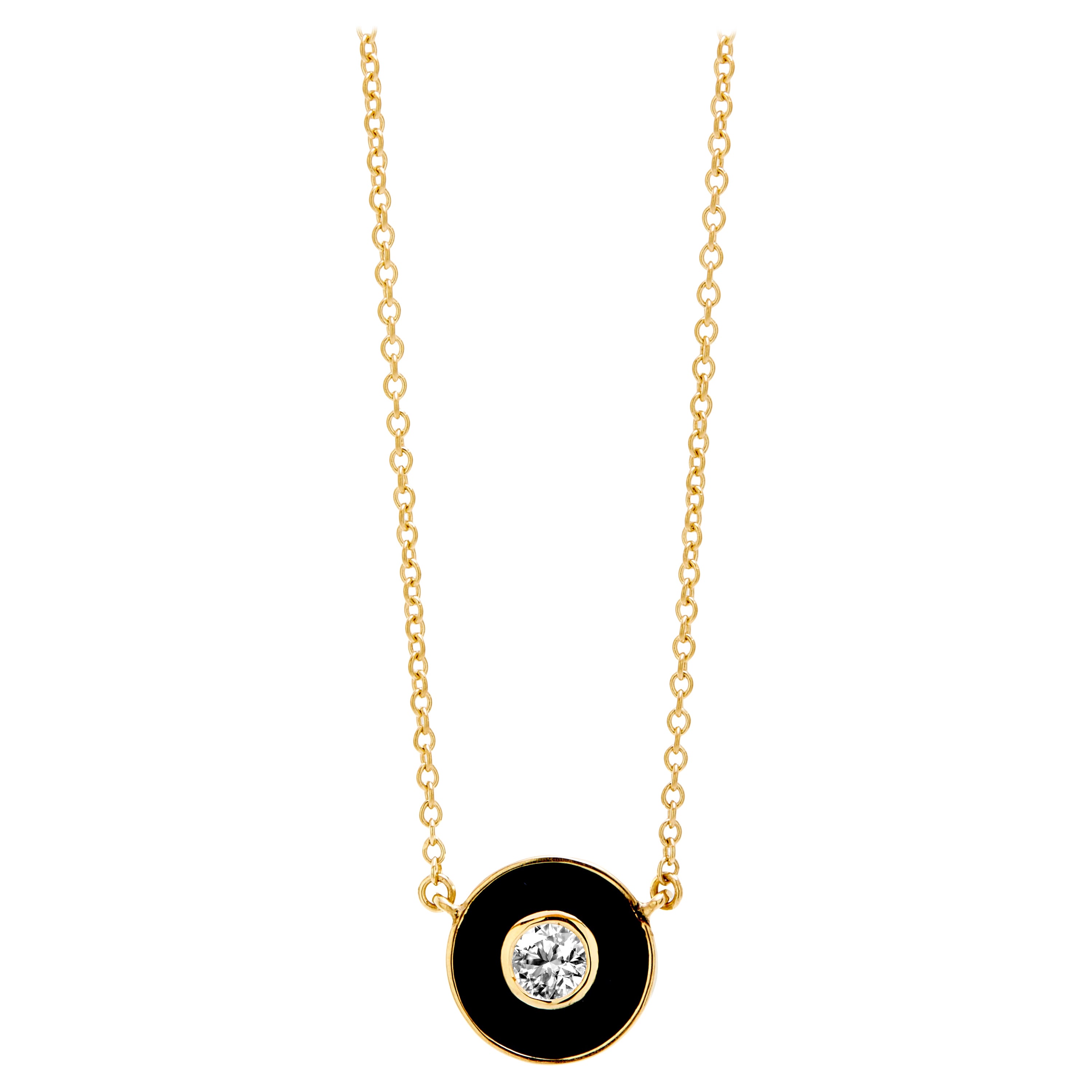 Collana cosmica Syna in oro giallo con smalto nero e diamanti