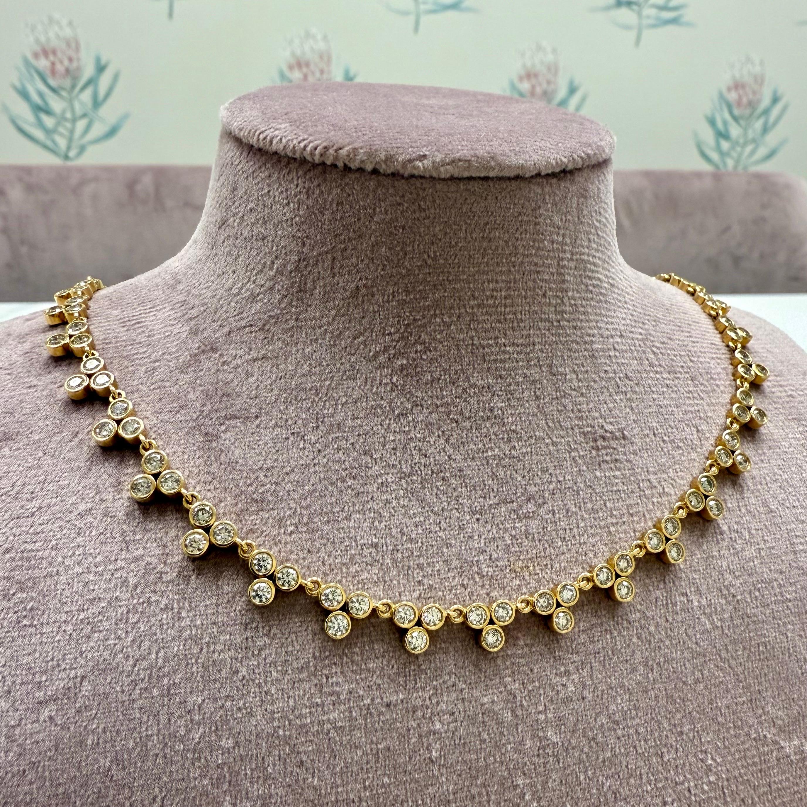 Round Cut Syna Yellow Gold Cosmic Necklace with Diamonds