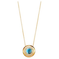 Syna Yellow Gold Cosmic Necklace with London Blue Topaz and Diamonds