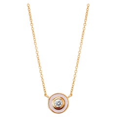 Syna Yellow Gold Cosmic Necklace with Mother of Pearl and Champagne Diamonds