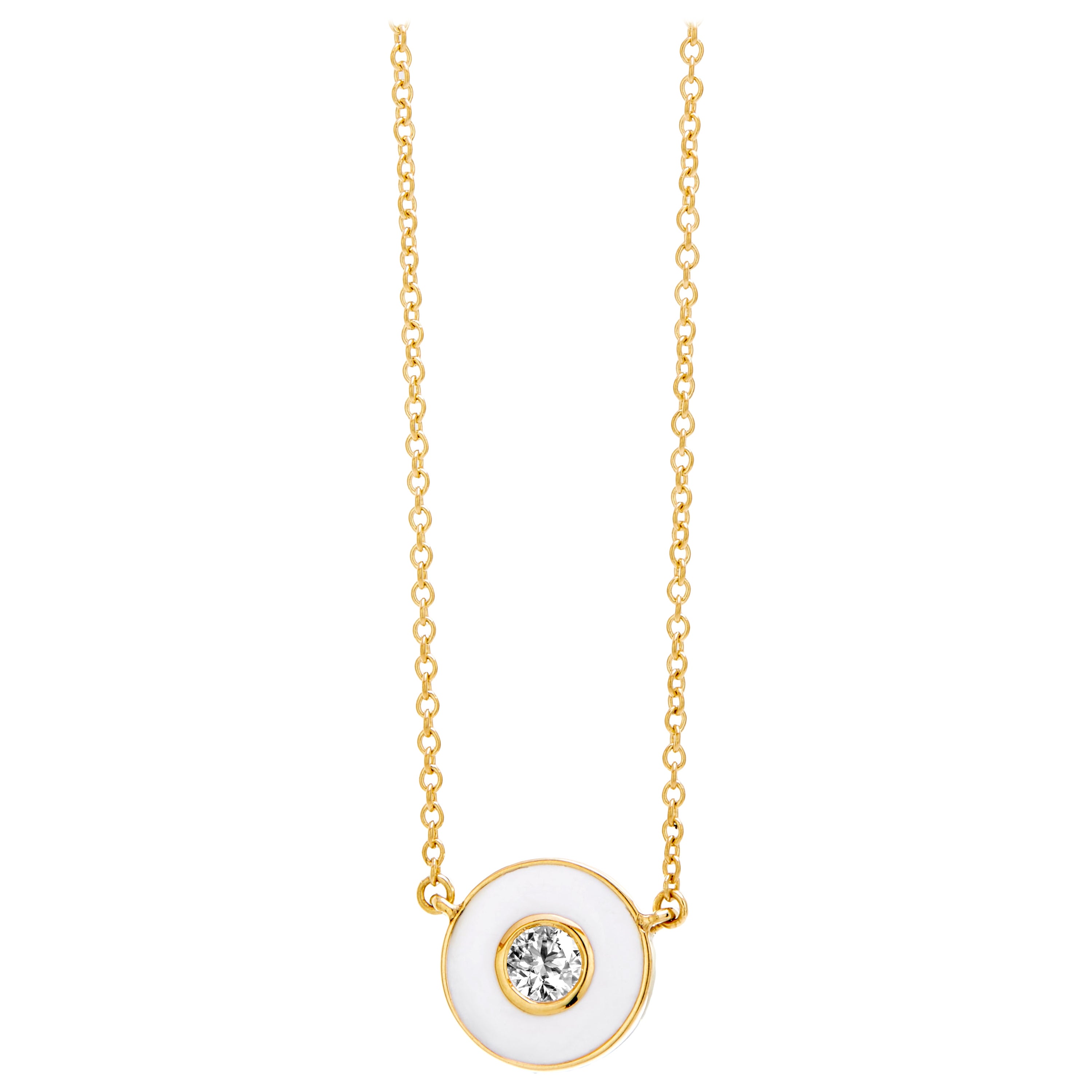 Collar Cósmico Syna de Oro Amarillo con Esmalte Blanco y Diamantes