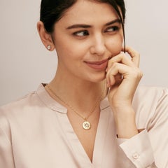 Syna Yellow Gold Cosmic North Star Enamel Pendant with Diamond