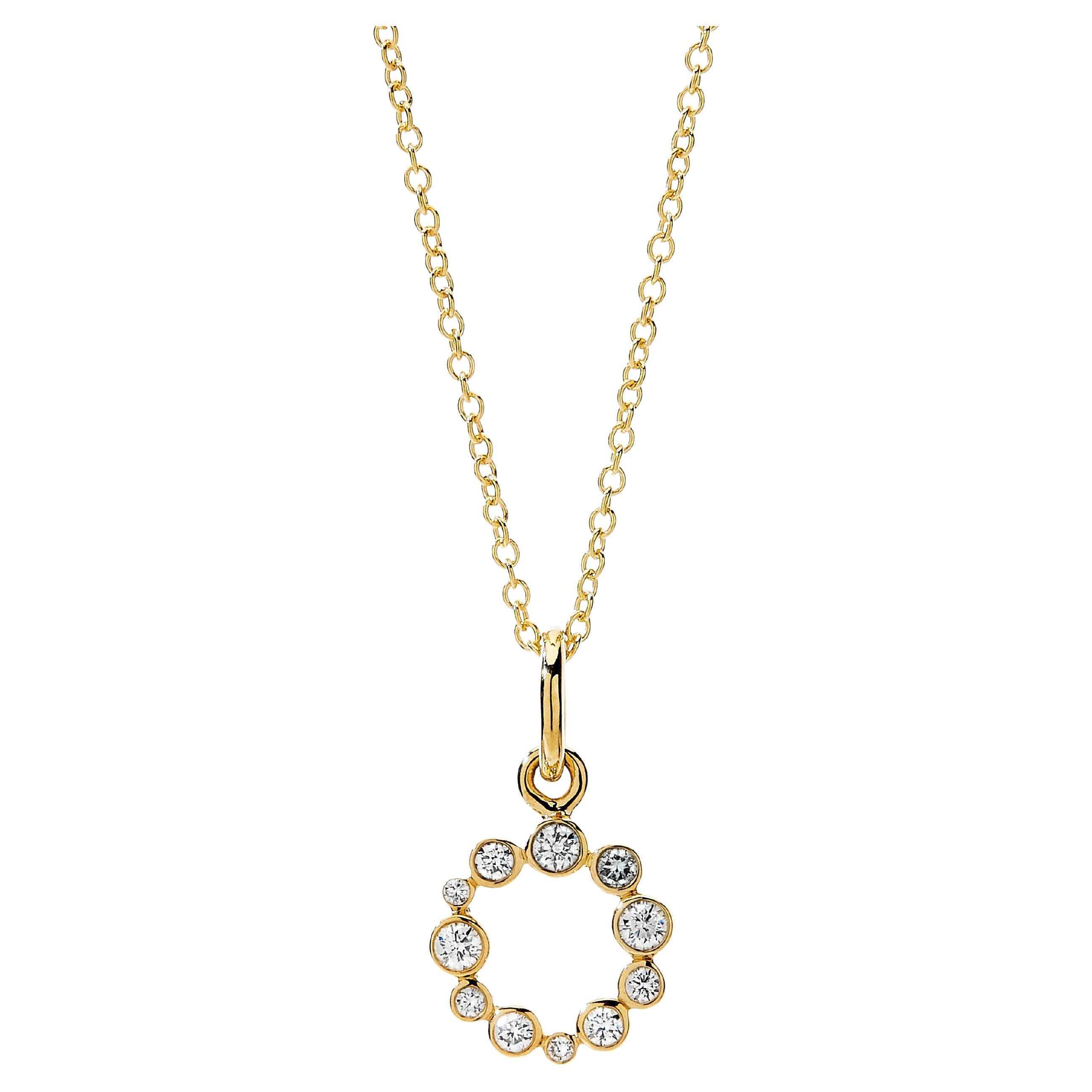 Syna Yellow Gold Cosmic Pendant with Champagne Diamonds For Sale