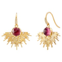 Syna Yellow Gold Cosmic Pink Tourmaline Earrings with Diamonds