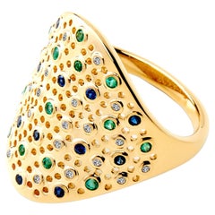 Syna Yellow Gold Cosmic Ring with Diamonds