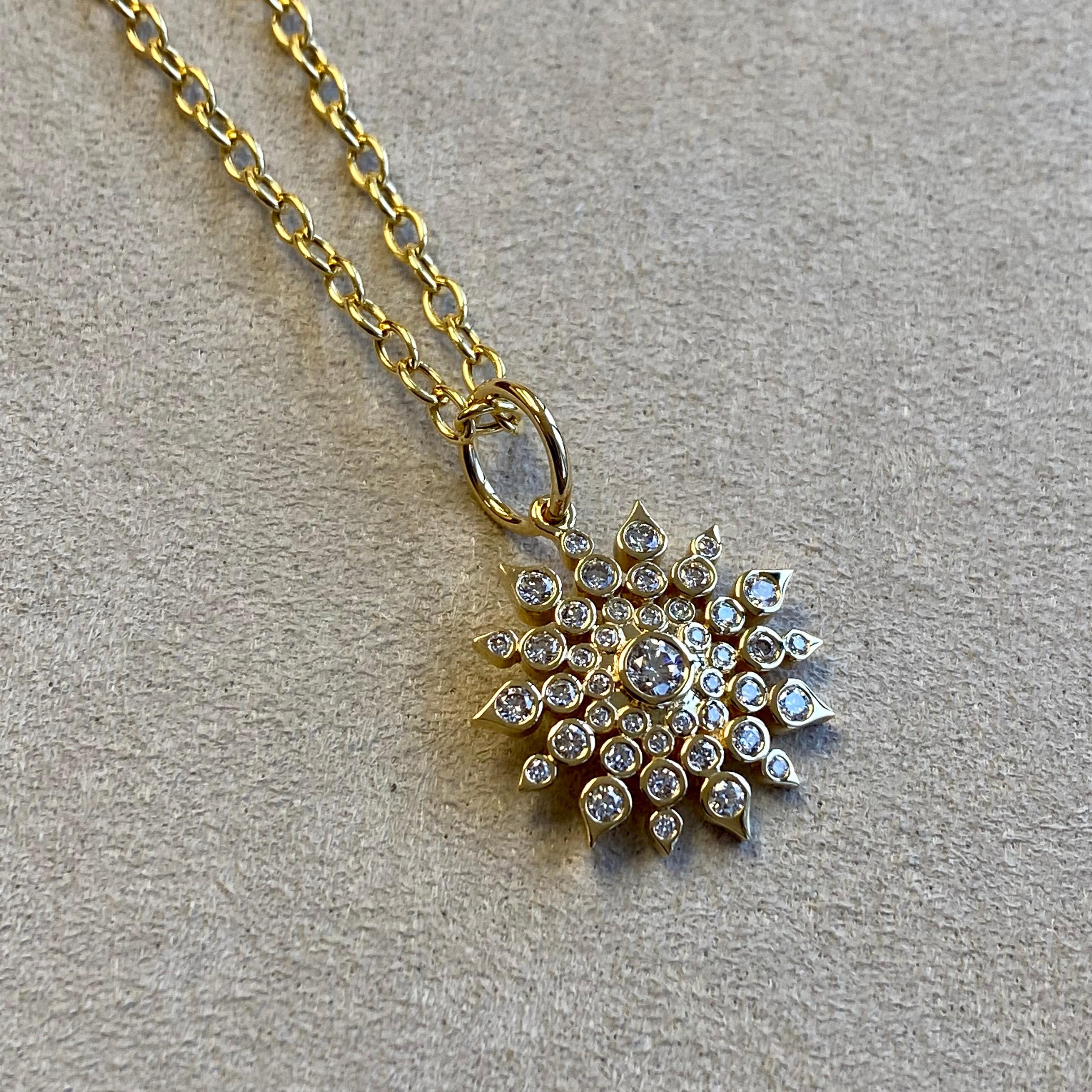Contemporary Syna Yellow Gold Cosmic Starburst Pendant with Diamonds For Sale