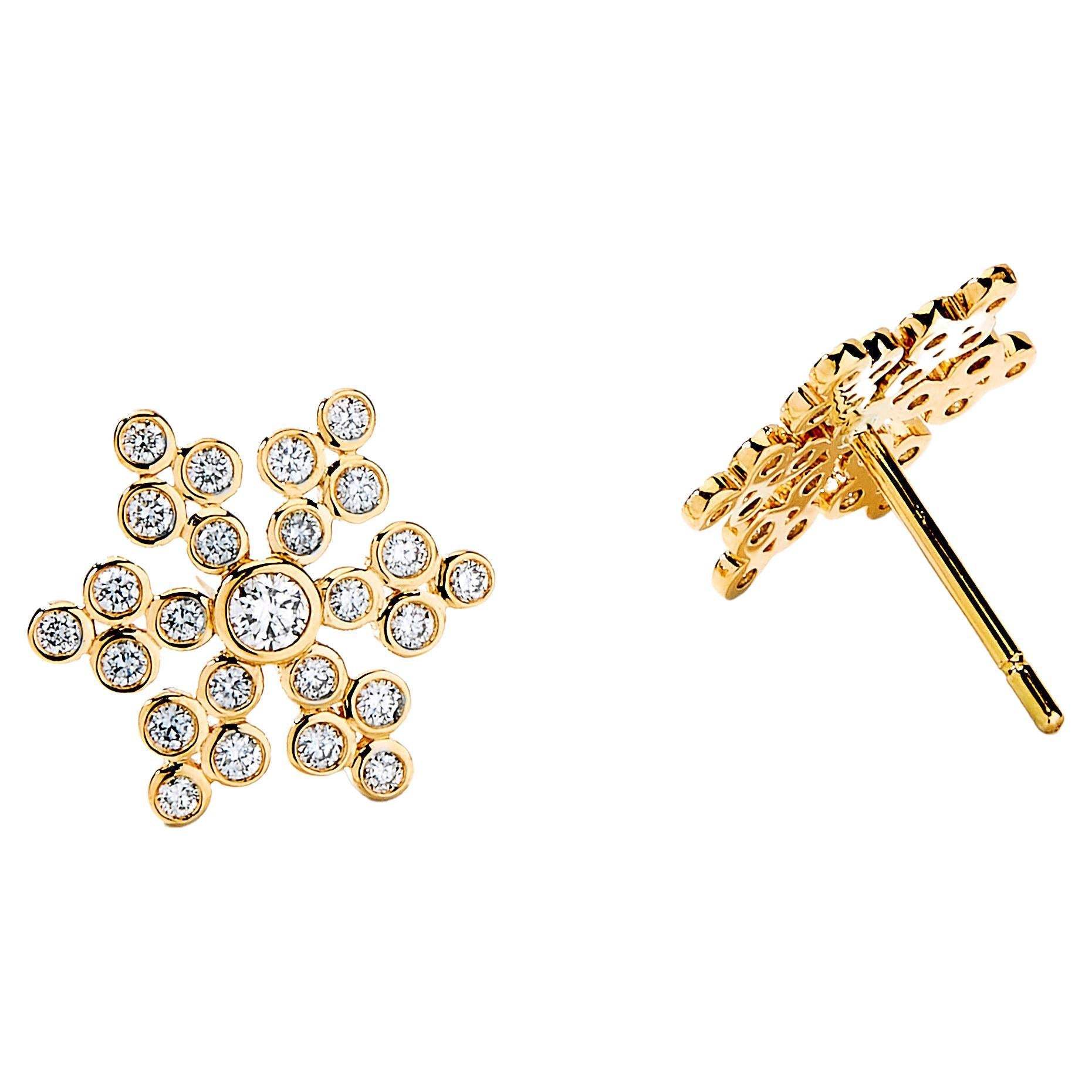 Syna Yellow Gold Cosmic Studs with Diamonds