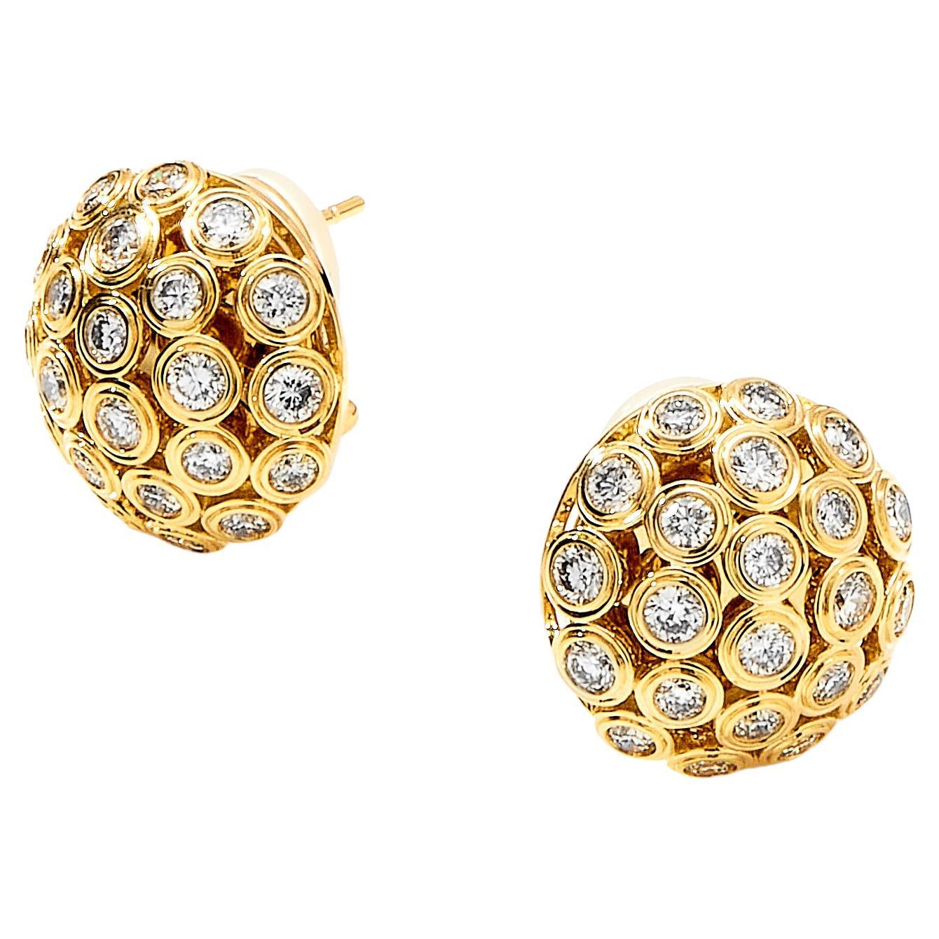 Syna Yellow Gold Cosmic Studs with Diamonds