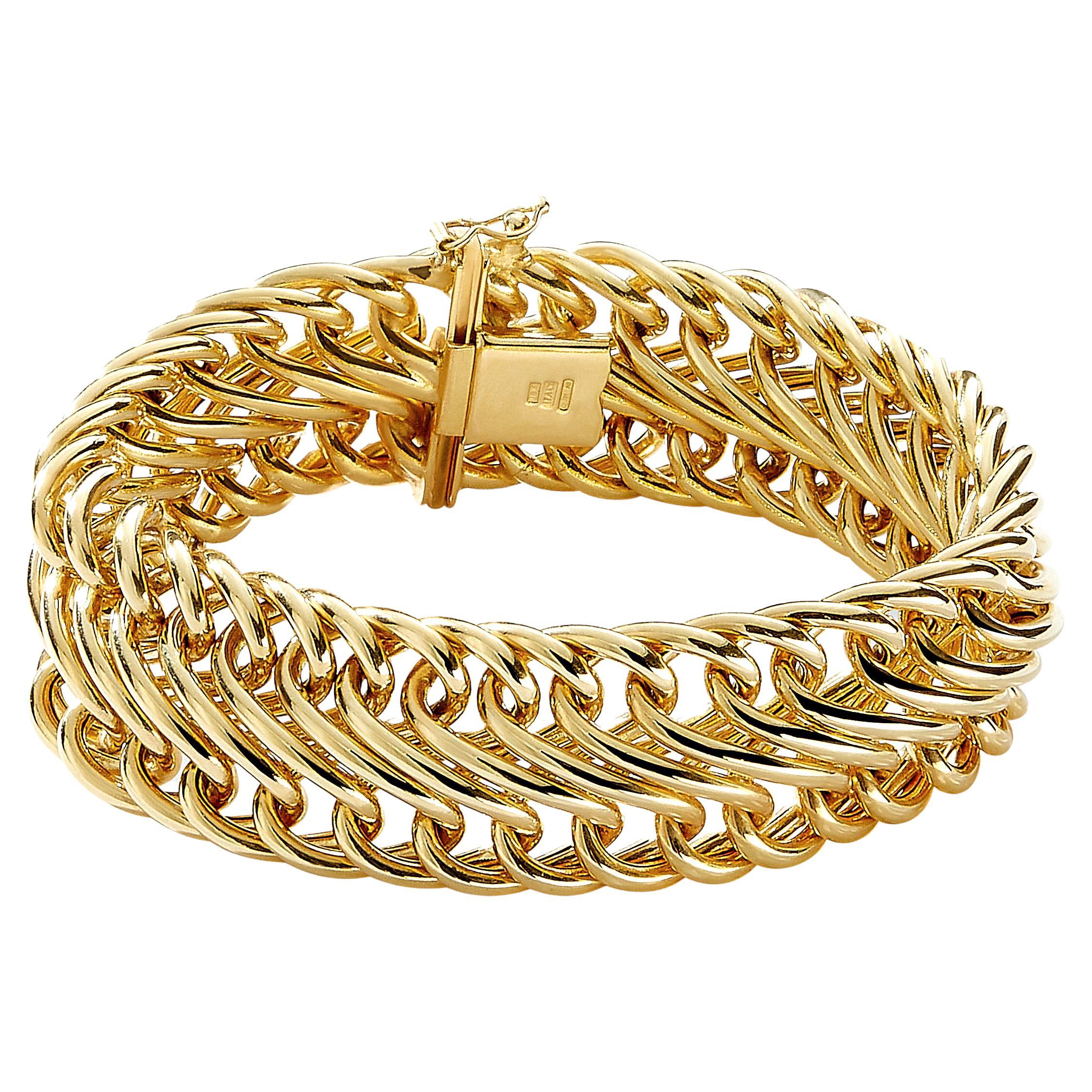 Syna Yellow Gold Cosmic Wide Link Bracelet For Sale
