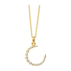 Syna Yellow Gold Crescent Pendant with Diamonds