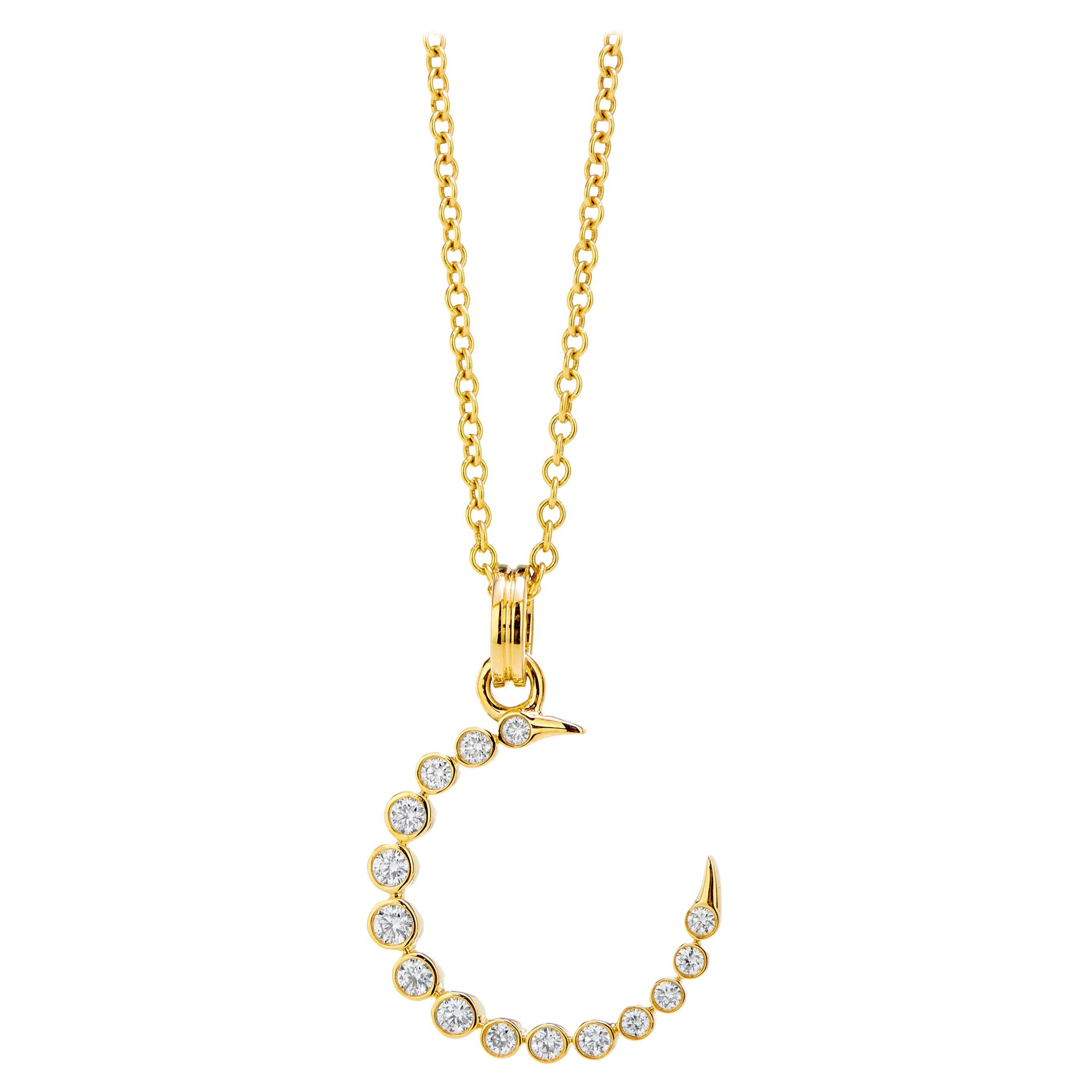 Colgante Media Luna de Oro Amarillo Syna con Diamantes
