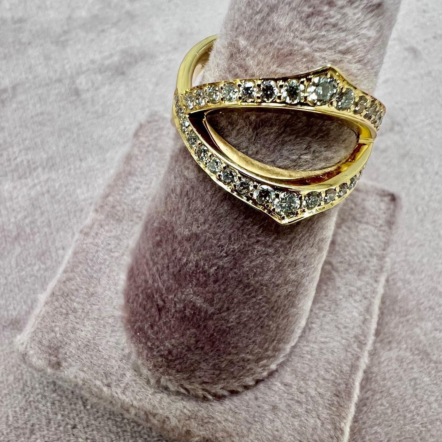 Syna Yellow Gold Cross Ring with Diamonds In New Condition For Sale In Fort Lee, NJ